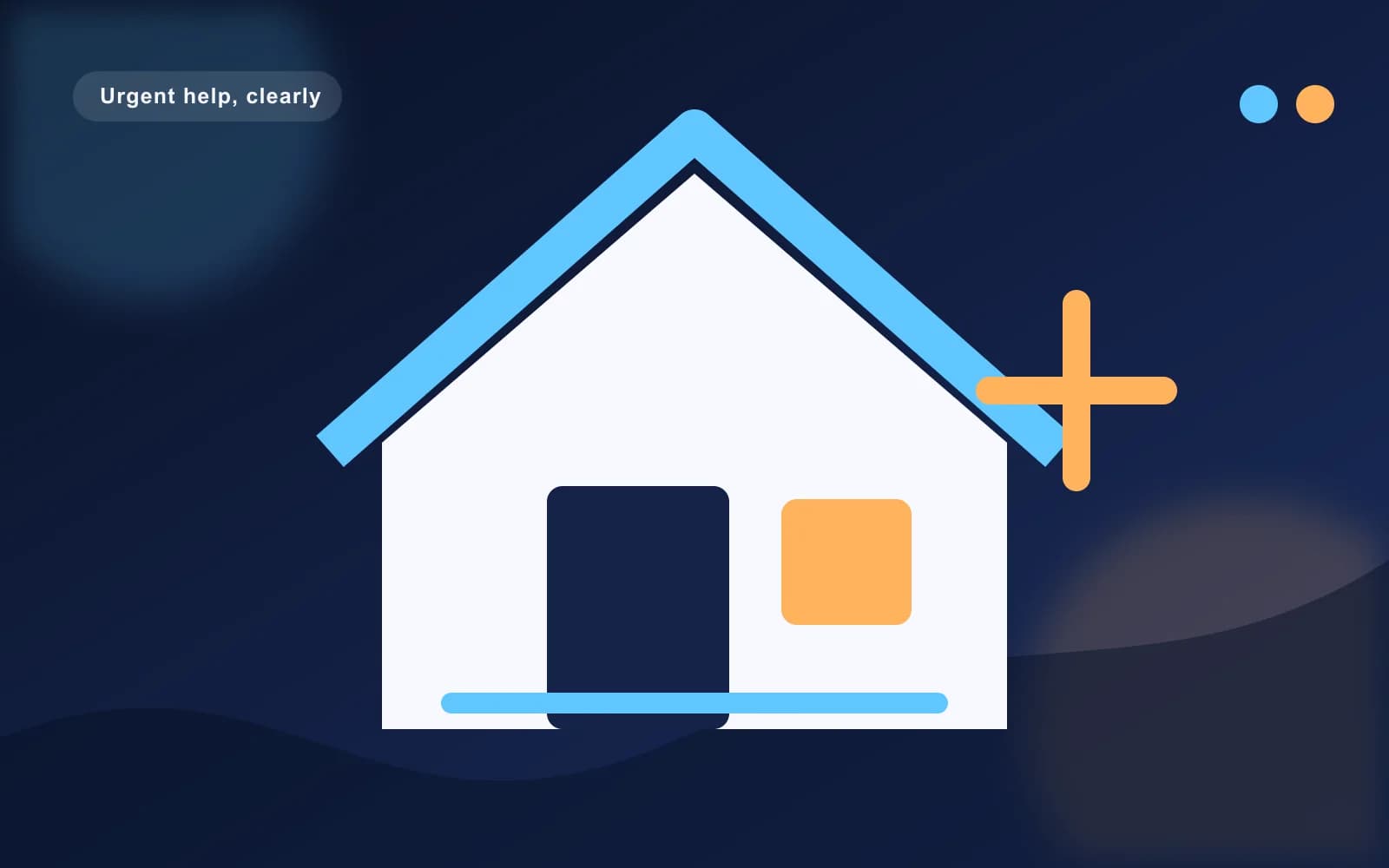 Stylised house and urgent-contact symbol