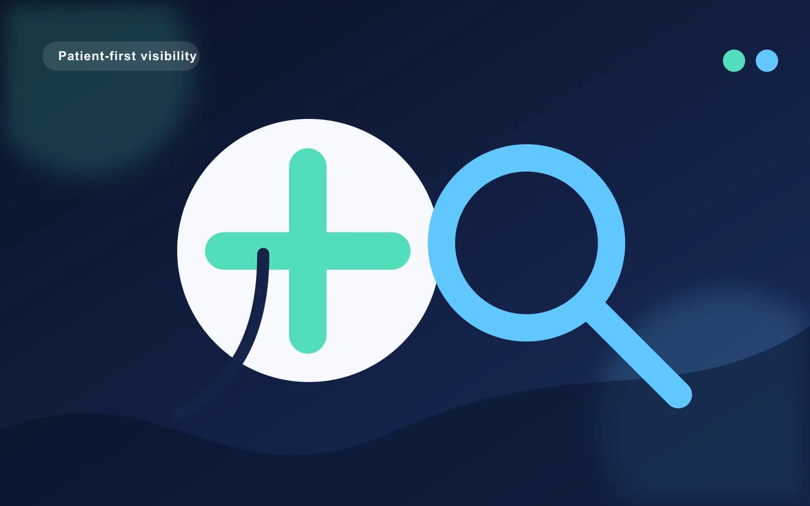 Stylised medical cross and search magnifier